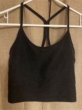 Beyond yoga Black Strappy Cropped Tank with V-Back Detail